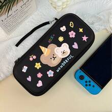 /Switch 2 Carrying Case, Cute Bear Crystal Sticker Design, Holds Console And Game Cards