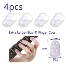 Silicone Guitar Finger Picks - Suitable For Beginners, Comfortable And Protective Picks For Guitar Practice, Guitar Accessories, Guitar & Guqin Finger Protectors, Finger Sleeves For Beginner Guitar Practice, Plectrum Finger Protectors - Transparent White - View 10