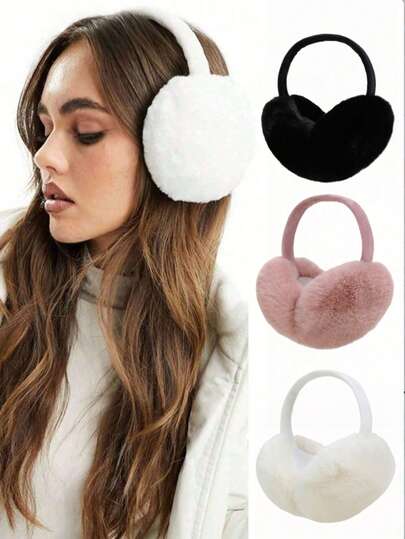 2 piezas Orejeras plegables de peluche suave - Orejeras cómodas unisex, Orejeras plegables de unicolor para mujer, Orejeras de peluche coreanas lindas, Orejeras ajustables, Orejeras plegables, Orejeras cómodas a prueba de frío, Accesorios de invierno para exteriores, Orejeras plegables de peluche suave - Orejeras cómodas unisex.