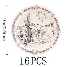 Western Cowboy Black & White Disposable Tableware Set, 7/9 Inch Party Plates, Disposable Paper Plates And Cups Suitable For Holidays, Weddings, Engagements, Birthdays, Parties, Celebrations - Multicolor - View 8