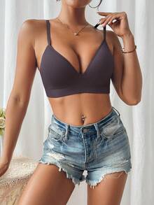 Women's Supportive Seamless Wireless Bra, Comfortable Breathable Skin-Friendly, Prevents Sagging - Dark Grey - View 6