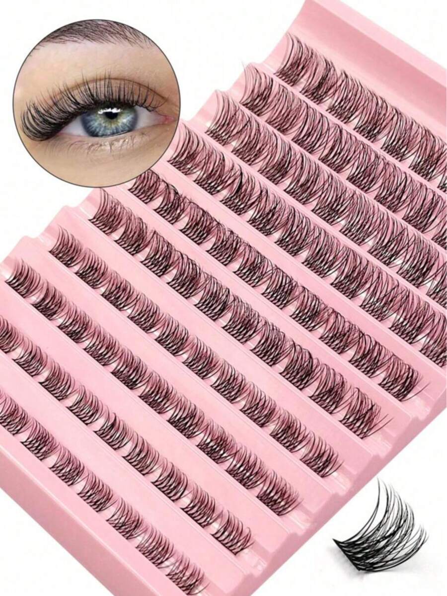 100pcs D-Curl Fluffy False Eyelashes, 8-16mm Length, Delicate & Lightweight, Create Natural & Voluminous DIY Lash Look, Easy Salon-Level Lash Experience At Home - D - View 1
