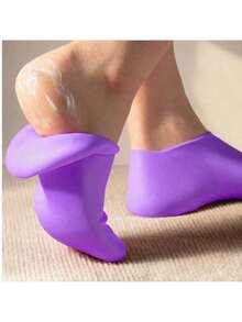 1 Pair Of Silicone Moisturizing Socks - High Elastic Aloe Soothing Anti Slip Gel Heel, Night Home Foot Care, Softening And Moisturizing, No Shoes To Wear, Soft Texture, Women's Moisturizing Anti Crack Sole Socks, For Dry Heels - Foot Care 1GPU - Hồng - Xem 5