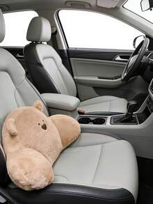 1个小熊造型汽车靠背枕，汽车座椅保护垫，可爱柔软毛绒，座椅靠垫，适用于汽车、办公室、家庭等各种场合，创意配件