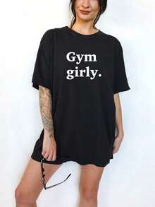 Gym Girly For Pump Cover, Funny Gym Shirt, Gym Funny, Gym Rat, Weight Lifting,  Shirt, Gym Girly-Unisex Loose - Fit Comfortable Vintage Street - Style Cotton T - Shirt Top - 黑色 - 查看 11