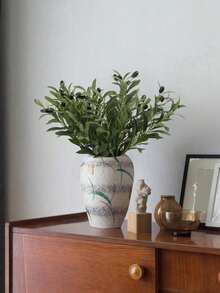 1/2/6pcs 45cm/17.71in Artificial Olive Branches And Greenery, Simulated Olive Leaves, Simulated Silk Plants, Artificial Foliage, Suitable For Wedding Bouquets, Arches, Wreaths, Table Floral Arrangements, Centerpieces, Vase Fillers, Home Party Decorations, Gifts, Green Plant Branches Suitable For Spring And Autumn Flower Arrangements And Handicraft Creations, Bathroom, Bedroom - Olive Branch - View 10