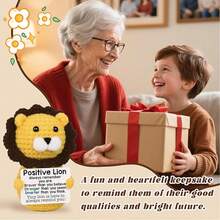 1pcMini Funny Handmade Positive Lion Crochet Animals Crochet Gift,Inspiring Gifts For Him Her,Men Women, Colleague Son Daughter,Birthday,Anniversary - Multicolor - View 4