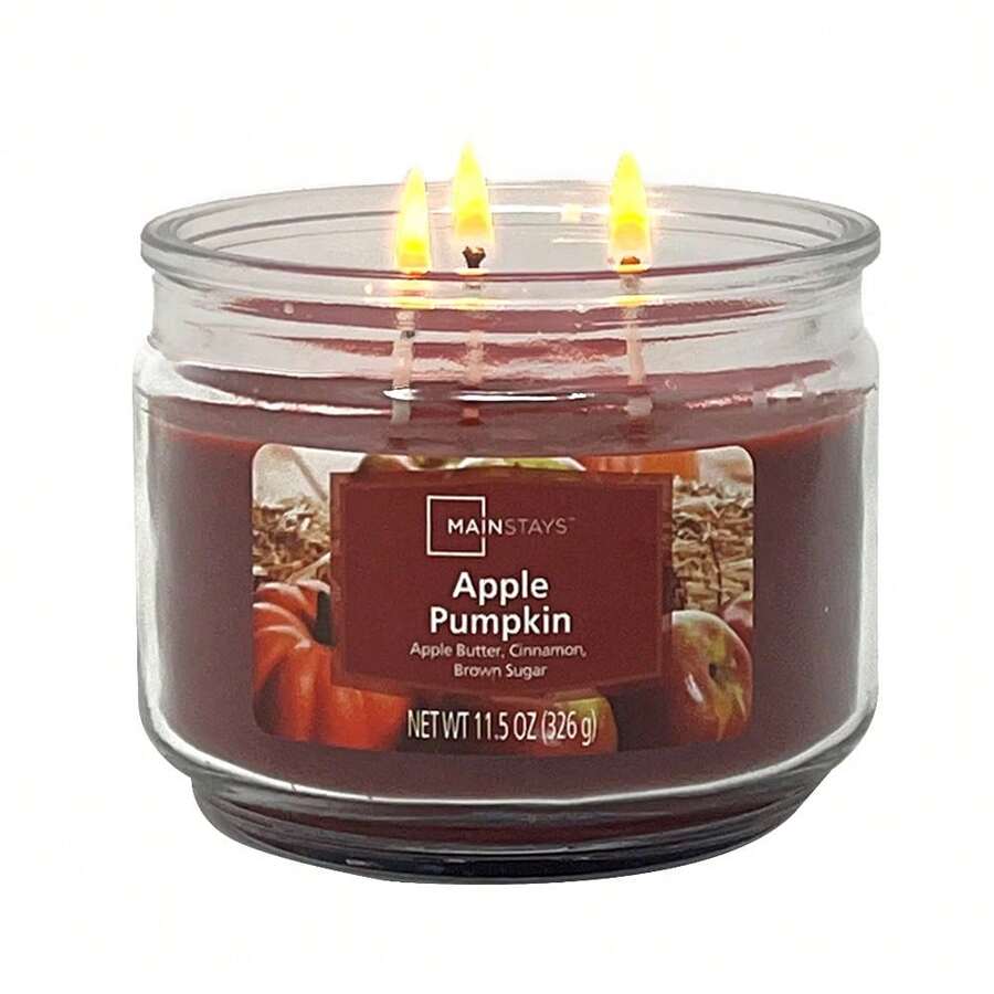 3-Wick Scented Candle In 11.5 Oz Glass Jar, Fall Fragrance  Pumpkin Spice, Long Burning, Soy Blend Wax, Home Decor, Autumn Aromatherapy Candle For Cozy Indoors - 1 - Xem 1