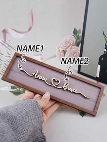 LICVIC Customized Couple Name Plate, Desktop Decor, Valentine's Day Decoration, Romantic Home Accessory, Personalized Love Gift For Partner, Anniversary, Elegant Couple Memorabilia Display, Customized Name Plate For Bedroom, Living Room, Customizable Romantic Nameplate - Style a - View 2