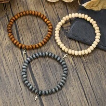 3 Pieces Of Men's And Women's Beaded Bracelets, Headwear Style, Surfing-Themed Pendant Style, Cross-Shaped Bracelet Set, Suitable For Daily Wear - Bracelet - View 7