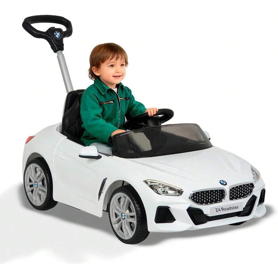 JCH-Carros Montables para Niños para BMW Z4 Push Car - Coche de Empuje con Música y Claxón - Barra de Empuje Ajustable - Coche Montable Niños Función 3 En 1 Carriola Camina o Monta - Blanco - como en la foto - Ver 1