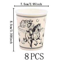 Western Cowboy Black & White Disposable Tableware Set, 7/9 Inch Party Plates, Disposable Paper Plates And Cups Suitable For Holidays, Weddings, Engagements, Birthdays, Parties, Celebrations - Multicolor - View 11