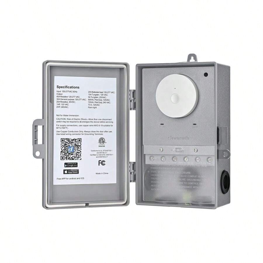 Temporizador de bomba de piscina WiFi resistente, 40 A 120277 VCA 2 HP para piscina, calentador de agua, funciona con Alexa,  Assistant, Smart Life, listado ETL - Gris - Ver 1