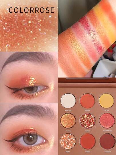  COLORROSE CR706 Eyeshadow Palette Paper Palette Book Palette Matte Shimmer Glitter Shine Silky Fine Texture Eye Makeup 9-Color Rich Vibrant Color High Pigment Versatile Perfect For Daily Use Party Female Women Girl Gift