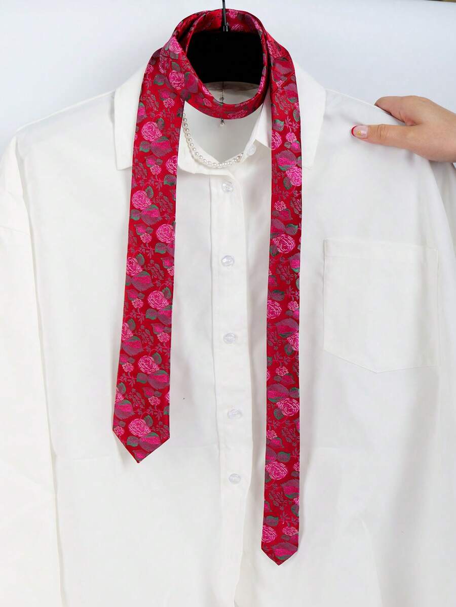 1条碎花休闲优雅波西米亚风涤纶领带，适合春、夏、秋、冬四季佩戴。 - 淺藍色 - 查看 1