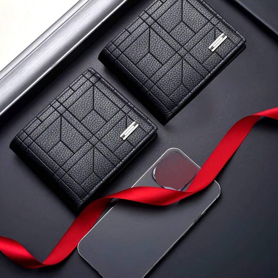 PEEJAA Men's Professional Business Wallet With Money Clip Large Capacity Horizontal Design PU Leather Cash Card Slots Durable For Meetings Travel Entrepreneurs Executives Salespeople Fashion Wallet Gift - 黑色 - 查看 1