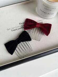 Velvet Bow Bangs Hair Clip, Minimalist & Sweet Hair Accessory - Multicolor - View 1