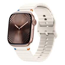 SMART WATCH MX Correa Sport Para Apple Watch + Case Ultra Cristal Templado - Crema/Starlight - Ver 2