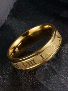 1pc Elegant Stainless Steel Roman Numeral Design Ring For Men, Party Accessory Jewelry Gift For Christmas, New Year, Valentine's Day, Holiday - Ring - View 4