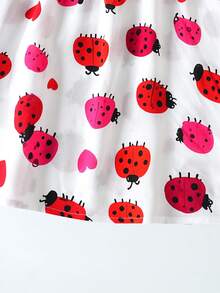 Baby GirlCartoon Animal Print Cap Sleeve Cute Princess Dress, Summer - Red - View 5