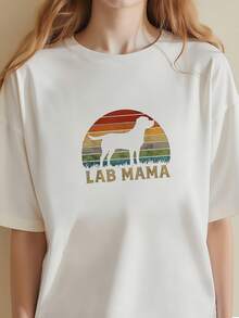 Camiseta de Laboratorio--Retro-Labrador-Retriever-Amante-Vintage-Perro-Mamá-Laboratoriana - Gris - Ver 3