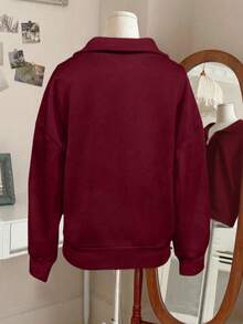 Vintage US Streetwear:Red Quarter-Zip Essential - Red - View 3