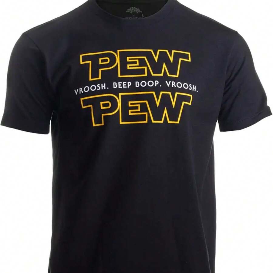 Pew Pew Wars Funny Sci-Fi Space Star Noises Science For Geek Men Women T-Shirt - 黑色 - 查看 1