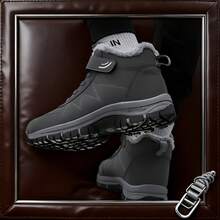 2025 Winter Men's Fashion Anti-Slip Fleece Snow Boots, Thick Cotton Padded Warm Short Boots, Couple Matching Boots - Màu Xám nhạt - Xem 2