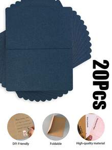 3/10/20/50张装DIY圆角折叠贺卡 - 19.7x14.8厘米/7.75x5.8英寸，空白可涂鸦。提供珠光纸、牛皮纸和纯色卡纸材质。适用于生日、婚礼、感谢活动和日常通信。