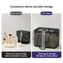 1pc Foldable Mesh Drain Basket, Travel Toiletry Swim Bathroom Storage Basket, Large Capacity Portable Organizer Designed For Versatile Use In Travel, Home, Gym, Hotel, And Dorm Spaces; Breathable Mesh Design With Sturdy Folding Frame, Compact When Collapsed, Easy Drainage, Sturdy Handle Grip, Ideal For Cosmetics, Toiletries, Skincare, Toothbrushes, Razors, Accessories, Swimming Gear, Shower Essentials, And Small Items Organization - Multicolor - View 10