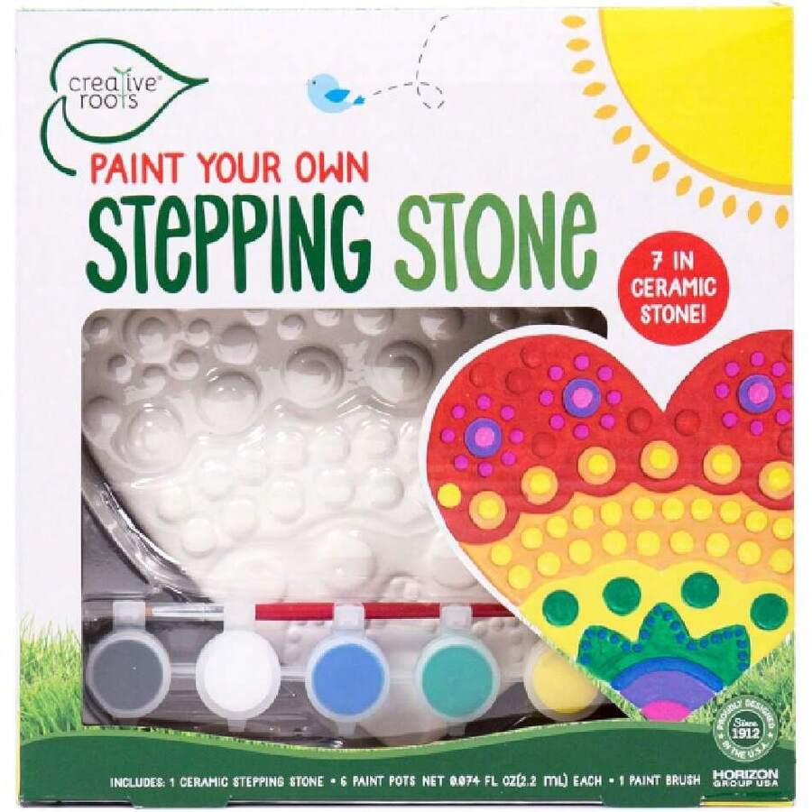Mosaic Heart Stepping Stone, Includes 7-Inch Ceramic Stepping Stone & 6 Vibrant Paints, Mosaic Stepping Stone Kit, Paint Your Own, DIY Stepping Stone Kit for Kids Ages 8+,38259455 - Óxido marrón - Ver 1