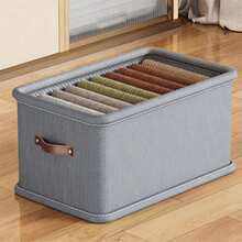 1pc Foldable Linen Fabric Storage Box, No Divider, Suitable For Organizing Clothes, Jeans And Sweaters In Wardrobe. Decorative, Suitable For Autumn Decor, Holiday Decor, Room Decor, Home Decor, Bedroom Decor, Storage Box, Home Storage, Women's White T-Shirt, Women's Black Pants, Women's Winter Clothing, Dress, Women's Winter Clothing, Elegant Women's Dress, Women's White Blouse, Long Sleeve - Grey - View 7