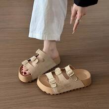 Sandalias de Playa Antideslizantes para Mujeres, Uso al Aire Libre, Verano 2025 Nuevas Zapatillas  de Suela Gruesa que Aumentan la Altura - azul claro - Ver 5