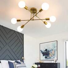 6-Head Country Style Branch Ceiling Light, Creative & Personalized Small Living Room Light, Minimalist Bedroom Ceiling Lamp, Lighting Fixture - Multicolor - View 4