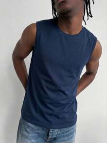 GRDR Men's Summer Casual Crew Neck Sleeveless Tank Top - Navy Blue - View 4