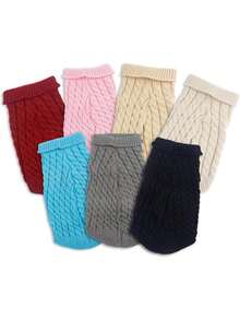 1 pieza de cómodo suéter tejido para gatos y perros - Un suéter de acrílico suave adecuado para mascotas pequeñas y medianas, cálido en invierno y otoño, disponible en 7 colores, lavable a máquina, atuendo para fiestas, Pascua, Día del Regalo, Día de San Valentín - Rosa - Ver 4