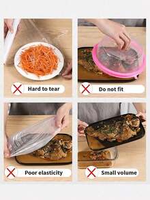 200 Pcs Disposable Food Cling Film Cover Shower Head Cover Multi-Purpose Disposable Shrink Bag Disposable Shoe Cover Thickened Kitchen Cling Film Household Refrigerator Refrigerated Food Preservation Cover Elastic Telescopic Cover - Multicolor - View 6