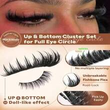 Volume Manga Lash Clusters With Spikes Wispy Cluster Eyelash Extensions Fluffy Anime Eyelashes Clusters With Bottom Lashes Clusters Fairy Individual Lash Extension (D Curve 12-18mm 213 Pieces) - MàuL - Xem 11