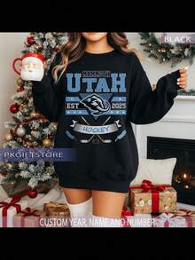 Vintage Utah Mammoth Sweatshirt Utah Mammoth Sweatshirt Utah Hockey Fan Shirt Hockey Fan Shirt Sweater Hoodie (1) - 黑色 - 查看 1