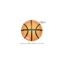 Set de tacâmuri de unică folosință cu tematică de baschet, include farfurii de hârtie de 7/9 inch, pahare de hârtie, șervețele de hârtie, potrivit pentru petreceri de ziua de naștere, festivaluri, întâlniri, sărbători, nunți, absolviri și alte articole de petrecere de unică folosință - Multicolor - Vizualizare 6