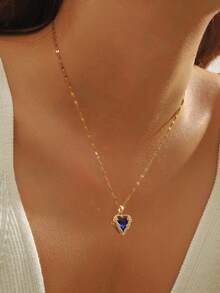 Dây chuyền hình trái tim đang thịnh hành, mặt dây chuyền pha lê nhiều màu sắc độc đáo dành cho nữ, phù hợp để đeo hàng ngày, dự tiệc và đi nghỉ mát. - Trái tim - Xem 1