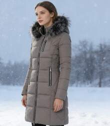 Women Winter Coats - Grey - View 1