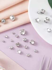 100pcs Sewing Glass Rhinestones With Silver Claw, 3-10mm, Suitable For Handicrafts, Clothing - Mixed Round Diamonds - View 3