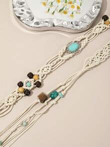 1PC Cowboy Hat Bands Western Hat Belts Hairbands Headband For Cowboy Accessories Beaded Hatbands For Women Cowgirl Men Hair Accessories Women Hair Band Women Head Scarf Work Out Sweatband - Multicolor - View 8