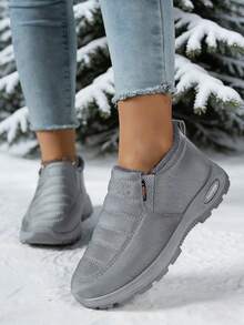 FZY New Winter Fashion Women's Ankle Boots, Platform Boots, Non-Slip, Waterproof, Warm, Versatile, Suitable For Casual And Sporty Occasions, Perfect For Any Outdoor Activity, Daily Commutes, Holiday Travel, A Must-Have For Pampering Your Girlfriend. Valentine's Day Limited Edition Black Flat Shoes, Gift Box Packaging, Winter Wedding Fashion Snow Boots, Vacation-Style Black Casual Shoes. - 灰色 - 查看 2