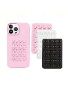 2pcs Silicone Phone Holder With 24 Suction Cups, Double-Sided Design, Suitable For Shower, Wall Mounting, Makeup, Fitness, Bathroom, Car, And Kitchen - Multicolor - View 12