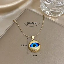 Gold Evil Eye Pendant Necklace, Blue Eye-Shaped Necklace, Bohemian-Style Amulet, Suitable For Summer, Vacation, And Street Style, Unisex, Valentine's Day Gift. - Multicolor - View 7