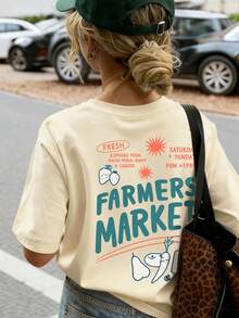 Girls & Teens Casual Printed Round Neck Short Sleeve T-Shirt, Summer Top - Apricot - View 8