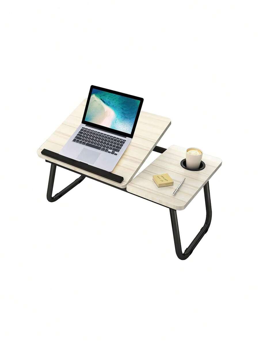 Mesa para Cama Plegable, Mesita Laptop Cama para Laptop, Escritorio Portatil con Portavasos y Ranura Inclinación Ajustable de 5 Niveles para Comer, Jugar, Estudiar y Trabajar,38264689 - Verde militar - Ver 1