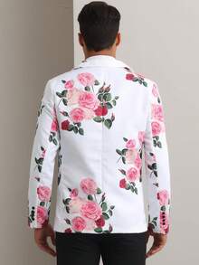 2026 Men's Architectural Overshirt Floral Sport Coats For Men's Slim Fit Party Prom Flower Printed Blazers Deconstructed Minimalist Design For Avant-Garde Aesthetics - 白色 - 查看 4